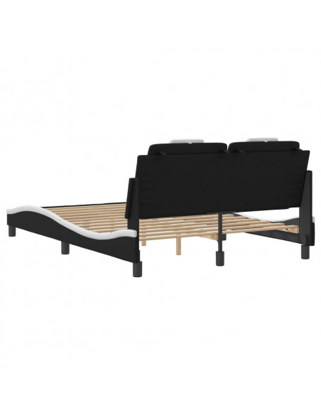 Giroletto con Luce LED Nero e Bianco 140x200 cm in Similpelle