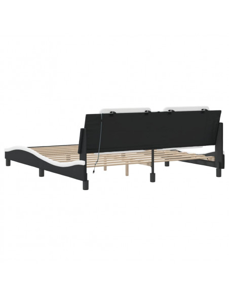 Giroletto con Luce LED Nero e Bianco 180x200 cm in Similpelle