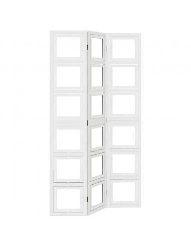 Divisorio Ambienti 3Pannelli Bianco Legno Massello di Paulownia
