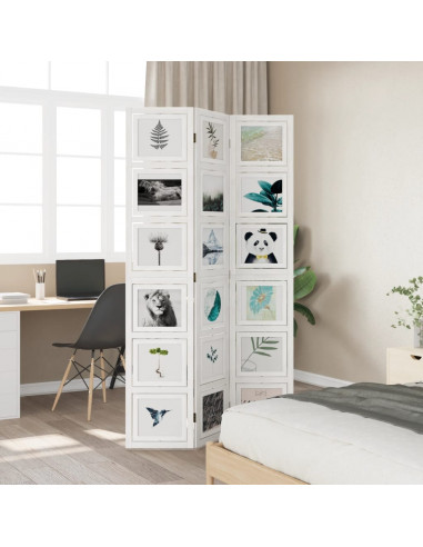 Divisorio Ambienti 3Pannelli Bianco Legno Massello di Paulownia