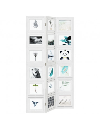 Divisorio Ambienti 3Pannelli Bianco Legno Massello di Paulownia