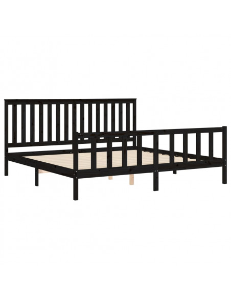 Giroletto con Testiera Nero 200x200 cm Legno Massello di Pino