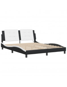 Giroletto con Luce LED Nero e Bianco 160x200 cm in Similpelle 2