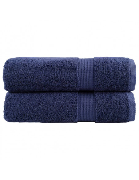 Asciugamani da Bagno 2 pz Blu Navy 100x150cm 600gsm 100% Cotone
