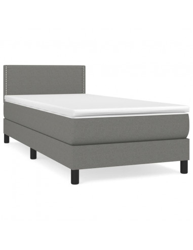 Giroletto a Molle con Materasso Grigio Scuro 90x200 cm Tessuto