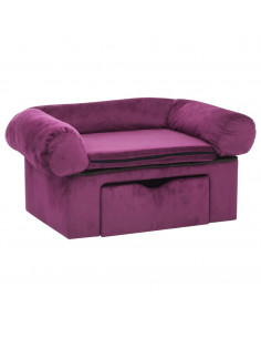 Divano per Cani con Cassetto Borgogna 75x50x38 cm in Peluche 2
