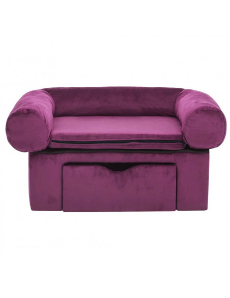 Divano per Cani con Cassetto Borgogna 75x50x38 cm in Peluche