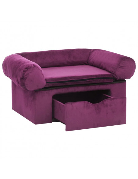 Divano per Cani con Cassetto Borgogna 75x50x38 cm in Peluche