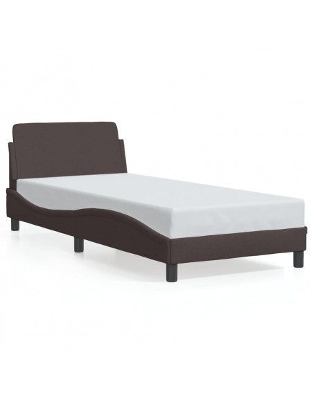 Giroletto con Testiera Marrone Scuro 90x190 cm in Tessuto
