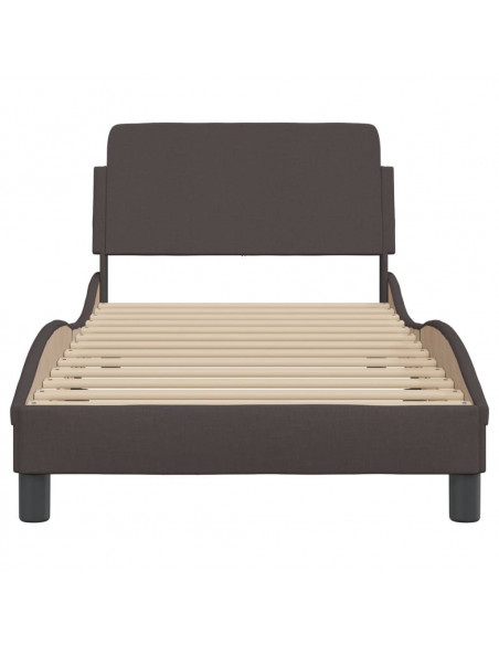 Giroletto con Testiera Marrone Scuro 90x190 cm in Tessuto