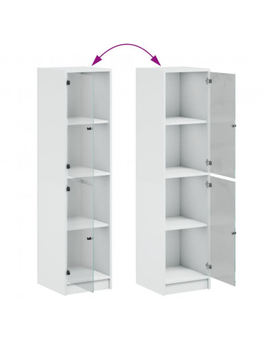 Credenza con Ante in Vetro Bianca 35x37x142 cm