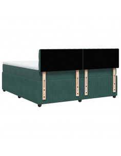 Giroletto a Molle con Materasso Verde Scuro 200x200 cm Velluto