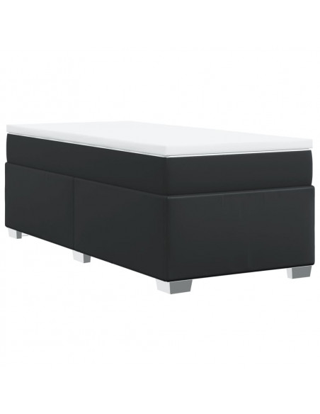 Giroletto a Molle con Materasso Nero 90x190 cm in Similpelle