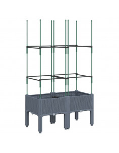 Fioriera da Giardino con Traliccio Grigia 80x40x142,5 cm in PP 2