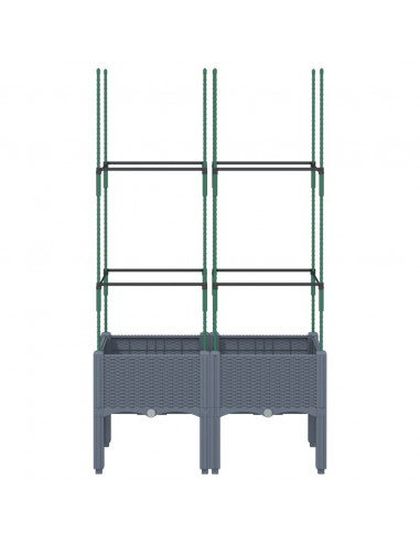 Fioriera da Giardino con Traliccio Grigia 80x40x142,5 cm in PP