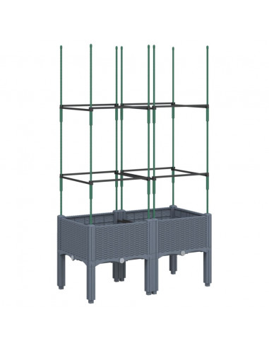 Fioriera da Giardino con Traliccio Grigia 80x40x142,5 cm in PP