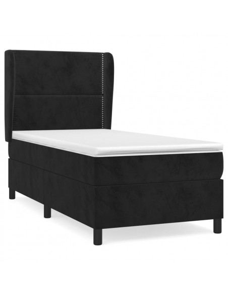 Giroletto a Molle con Materasso Nero 80x200 cm in Velluto