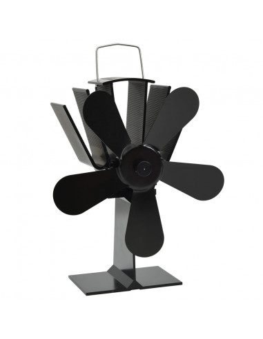 Ventola per Stufa Alimentazione a Calore 5 Lame Nero