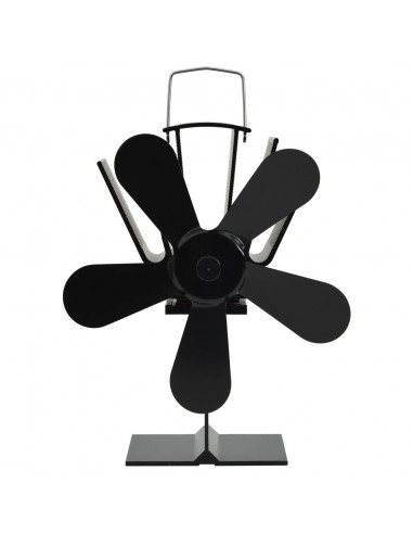 Ventola per Stufa Alimentazione a Calore 5 Lame Nero