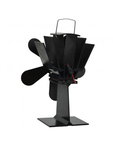 Ventola per Stufa Alimentazione a Calore 5 Lame Nero