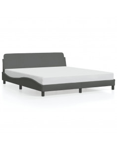 Giroletto con Testiera Grigio Scuro 180x200 cm in Tessuto 2