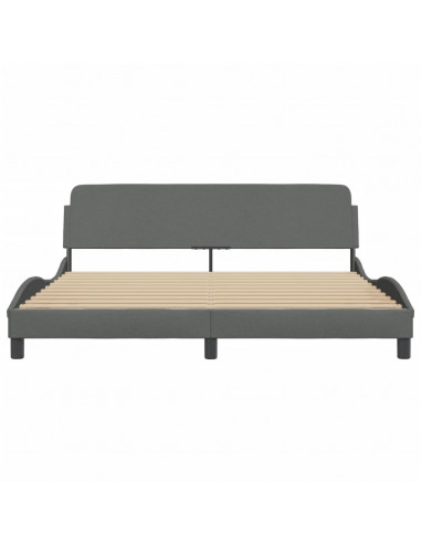 Giroletto con Testiera Grigio Scuro 180x200 cm in Tessuto