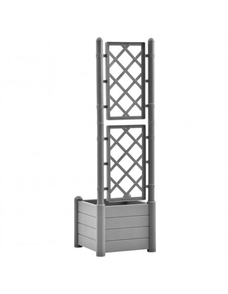 Fioriera da Giardino con Graticcio 43x43x142cm PP Grigio Pietra