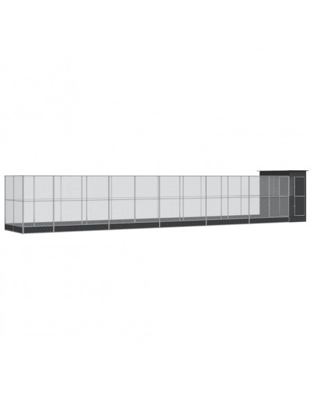 Voliera con Estensione Argento 1244x203x216 cm in Acciaio