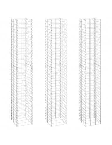 Fioriere Rialzate a Gabbione 3 pz 30x30x200 cm in Ferro