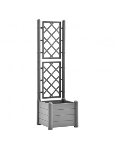 Fioriera da Giardino con Graticcio 43x43x142cm PP Grigio Pietra