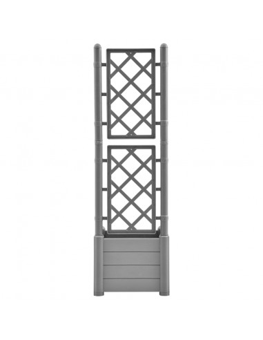 Fioriera da Giardino con Graticcio 43x43x142cm PP Grigio Pietra