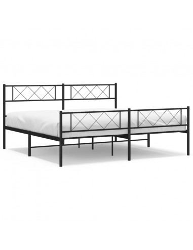 Giroletto con Testiera e Pediera Metallo Nero 193x203 cm