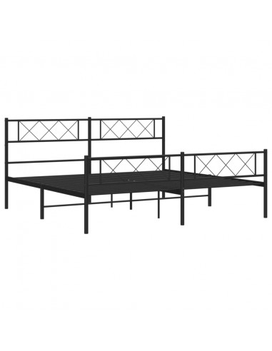 Giroletto con Testiera e Pediera Metallo Nero 193x203 cm