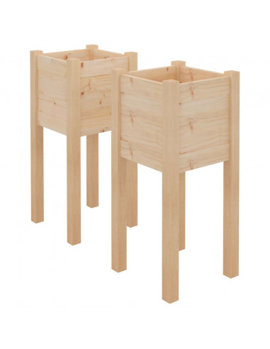Fioriere da Giardino 2 pz 31x31x70 cm in Legno Massello di Pino