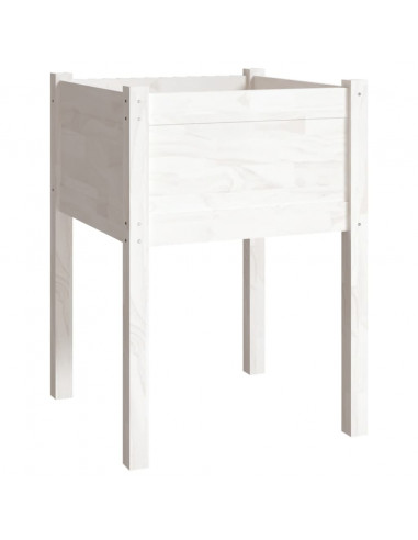 Fioriera da Giardino Bianca 50x50x70 cm Legno Massello di Pino