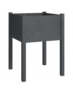 Fioriera da Giardino Grigia 50x50x70 cm Legno Massello di Pino 2