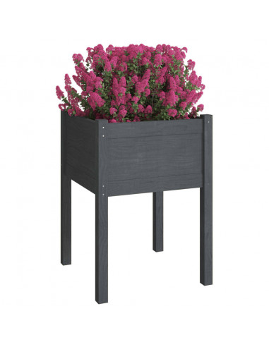 Fioriera da Giardino Grigia 50x50x70 cm Legno Massello di Pino