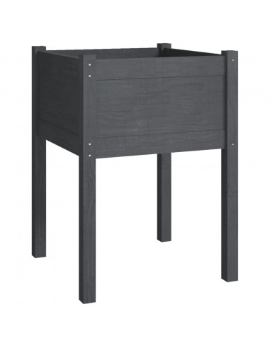 Fioriere da Giardino 2 pz Grigie 50x50x70 cm Massello di Pino