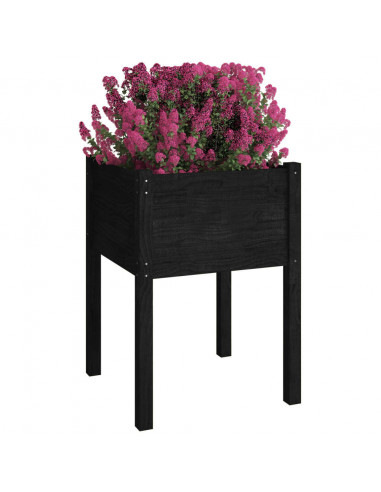 Fioriere da Giardino 2 pz Nere 50x50x70 cm in Massello di Pino