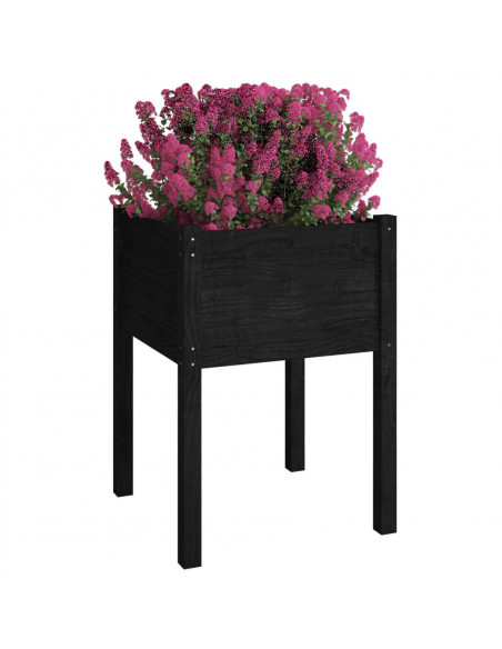 Fioriere da Giardino 2 pz Nere 50x50x70 cm in Massello di Pino
