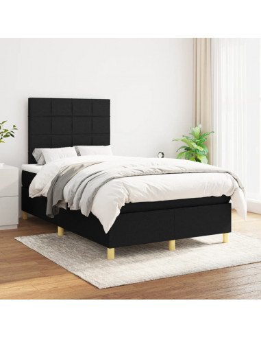 Giroletto a Molle con Materasso Nero 120x190 cm in Tessuto