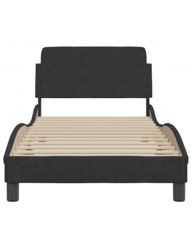 Giroletto con Testiera Nero 80x200 cm in Velluto