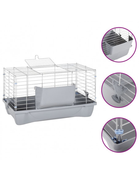Gabbia Animali Piccoli Grigia 58x32x31cm Polipropilene Metallo