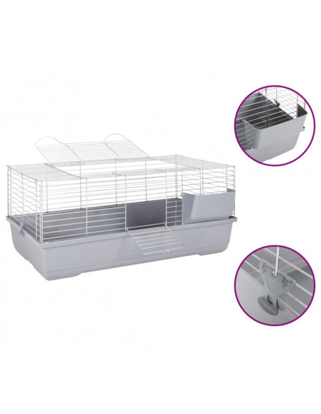 Gabbia Animali Piccoli Grigia 100x53x46cm Polipropilene Metallo