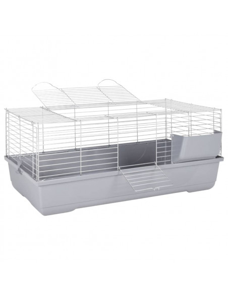 Gabbia Animali Piccoli Grigia 100x53x46cm Polipropilene Metallo