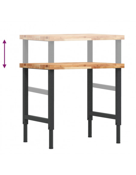 Banco Lavoro 80x60x(73-99,5) cm Legno di Acacia Rettangolare