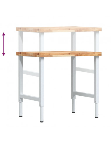 Banco Lavoro 80x60x(73-99,5) cm Legno di Faggio Rettangolare