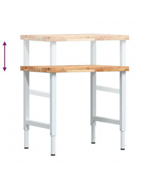 Banco Lavoro 80x60x(73-99,5) cm Legno di Faggio Rettangolare