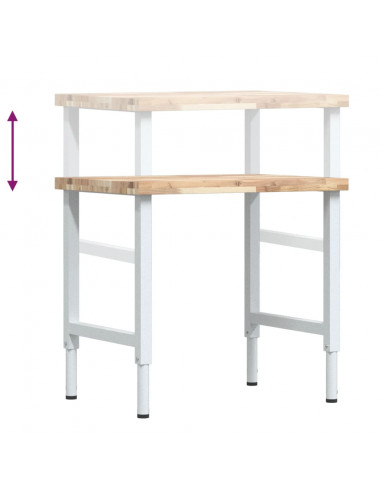 Banco Lavoro 80x60x(73-99,5) cm Legno di Faggio Rettangolare