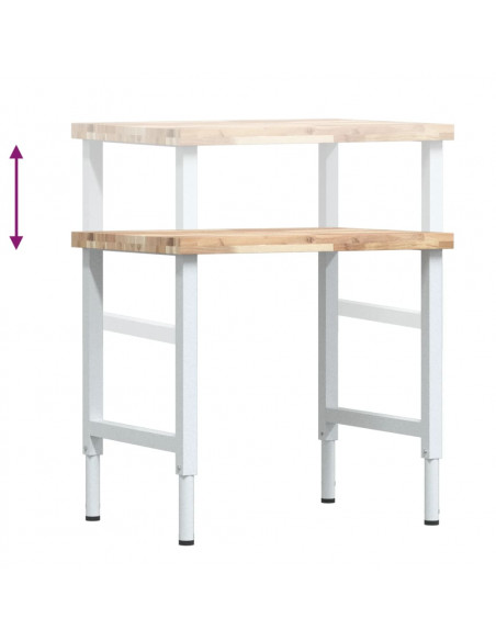 Banco Lavoro 80x60x(73-99,5) cm Legno di Faggio Rettangolare